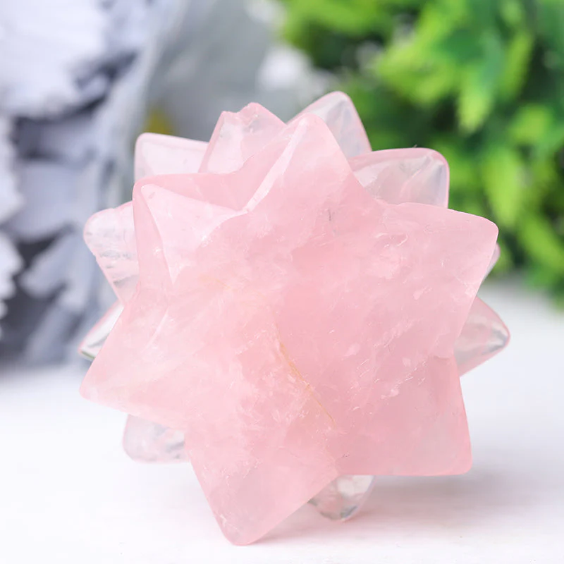 2-inch Rose Quartz Succulent Crystal Figurine Carving - Image 5