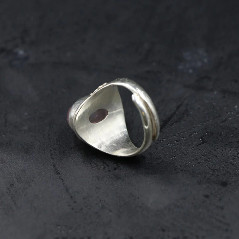 Rose Quartz Adjustable Silver Ring for Loving Energy Healing - Image 4
