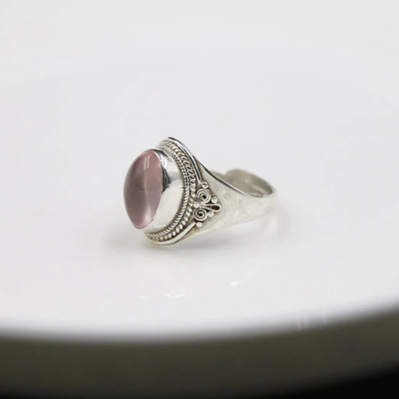 Rose Quartz Adjustable Silver Ring for Loving Energy Healing - Image 5