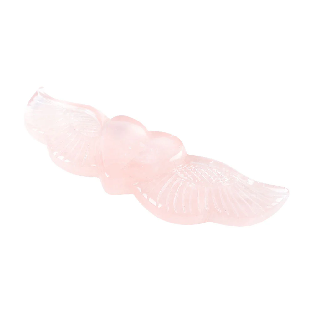 Rose Quartz Carved Heart with Wings 5.14in Healing Crystal - Image 2