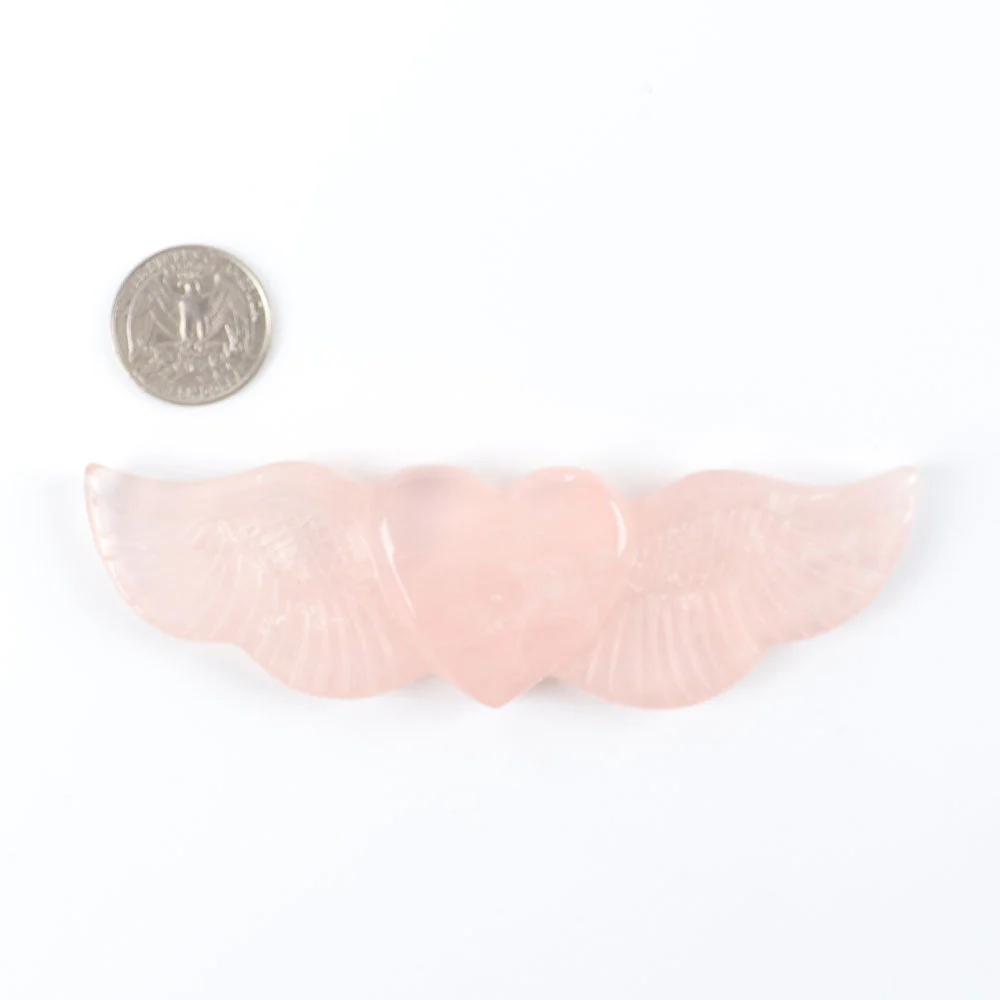 Rose Quartz Carved Heart with Wings 5.14in Healing Crystal - Image 5