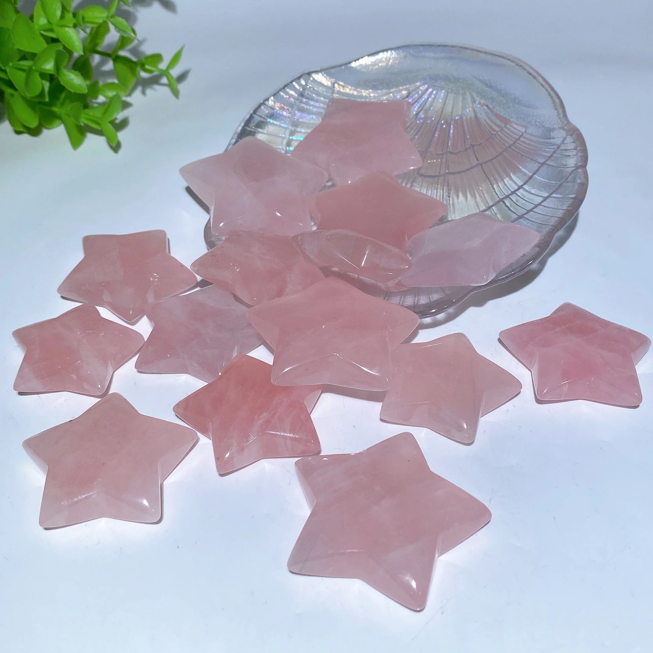 Rose Quartz Star Crystal Carvings 1.4-2.0 Inches Healing