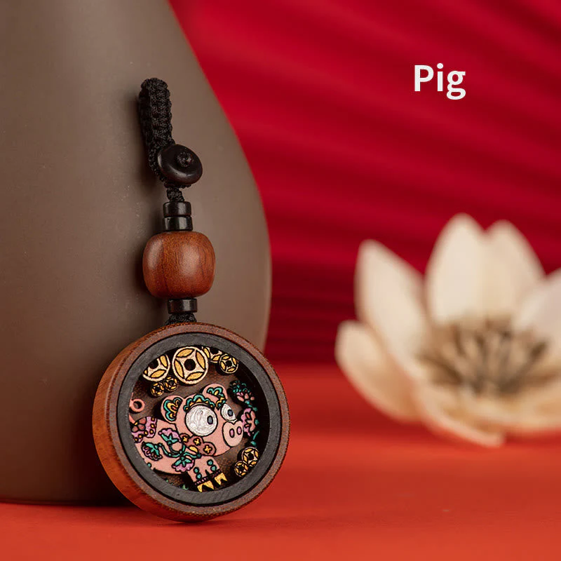 Rosewood Dragon Zodiac Key Chain for Calm & Protection - Image 17