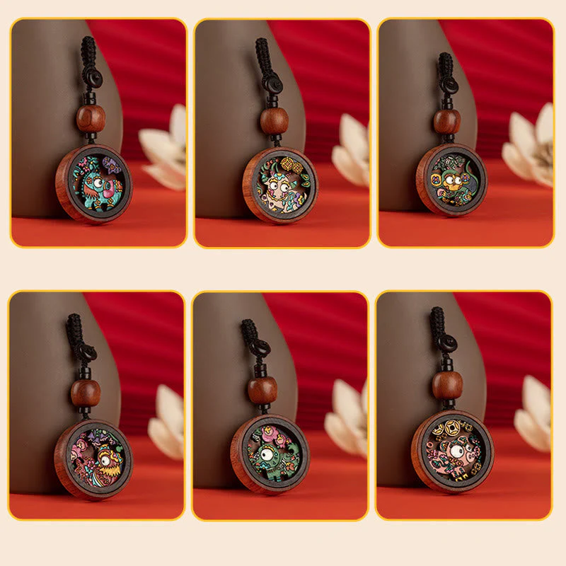 Rosewood Dragon Zodiac Key Chain for Calm & Protection - Image 19