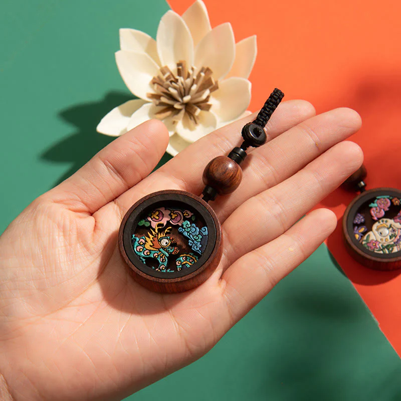 Rosewood Dragon Zodiac Key Chain for Calm & Protection - Image 2