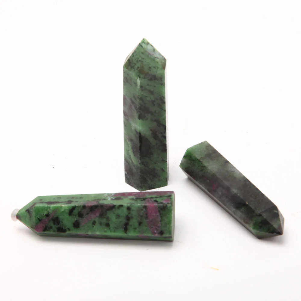 Set of 3 Ruby Zoisite and Epidote Crystal Points 3-3.3" - Image 4