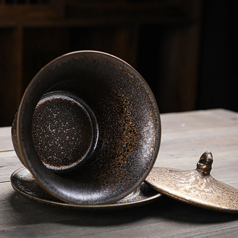 Rust Glaze Ceramic Gaiwan Tea Cup 230ml for Mindful Rituals - Image 7