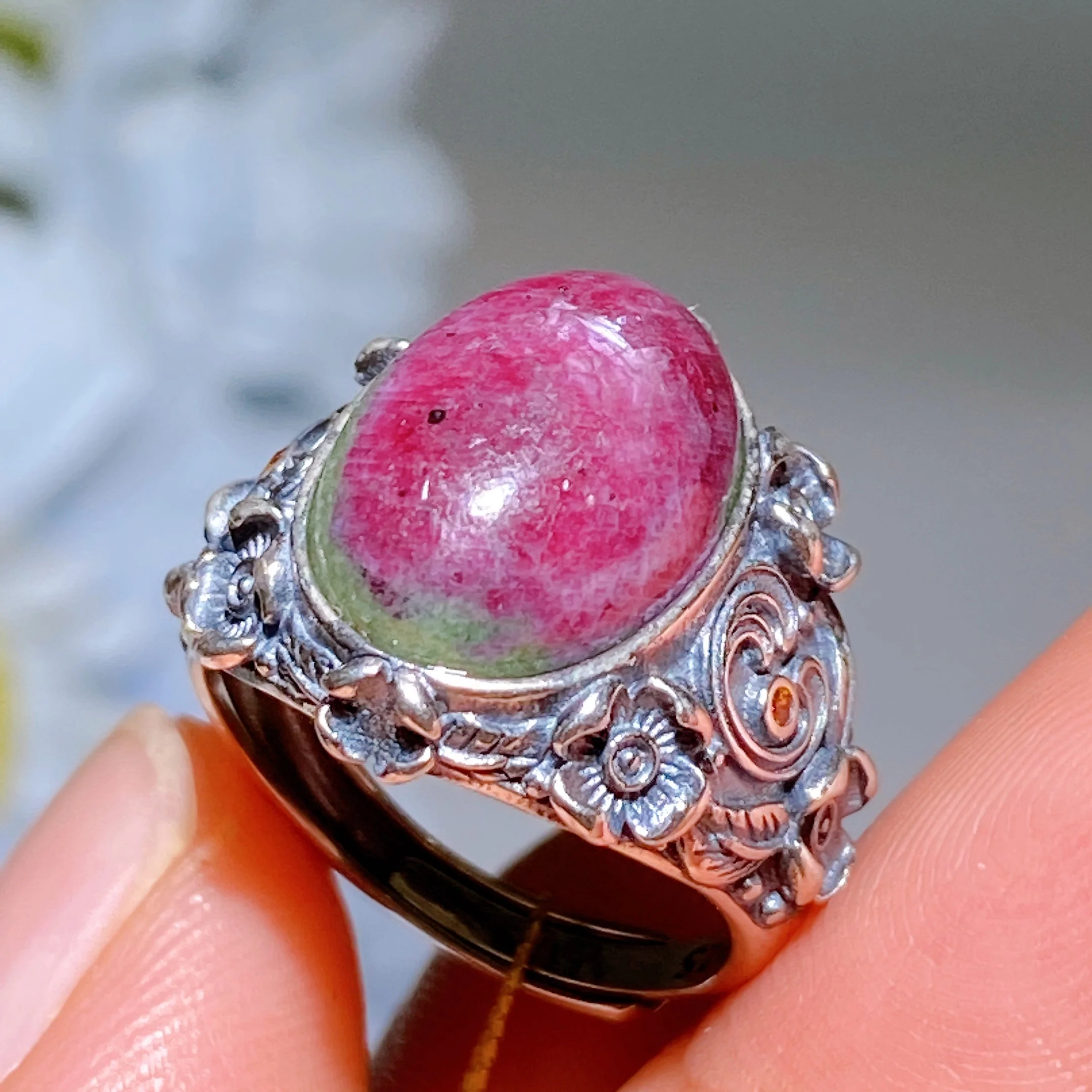 Adjustable S925 UV Reactive Ruby Healing Ring - Image 5