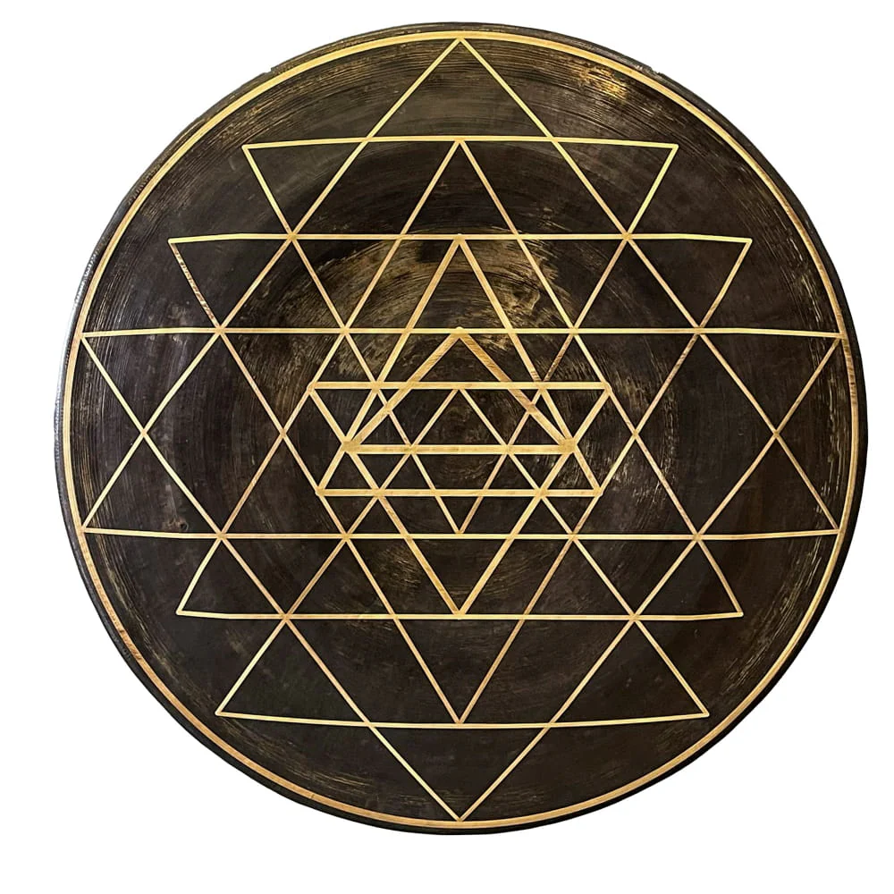 Sri Yantra Engraved Chau Gong 22 Inch for Meditation