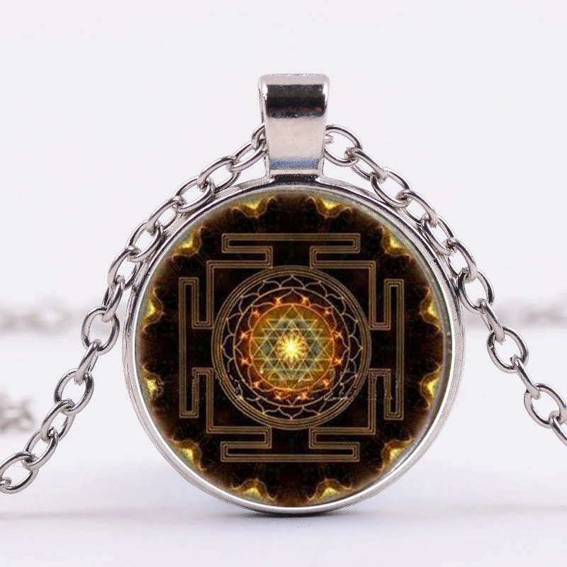 Sacred Sri Yantra Time Gemstone Spiritual Necklace - Image 2
