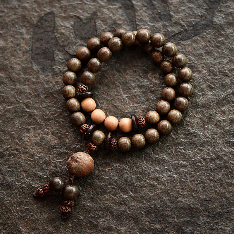 Sandalwood Protection Charm Mala Bracelet 8mm Meditation - Image 2