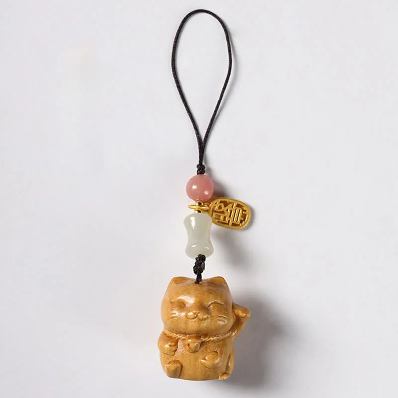 Sandalwood Spiritual Protection Key Chain with Lucky Cat Charm - Image 16