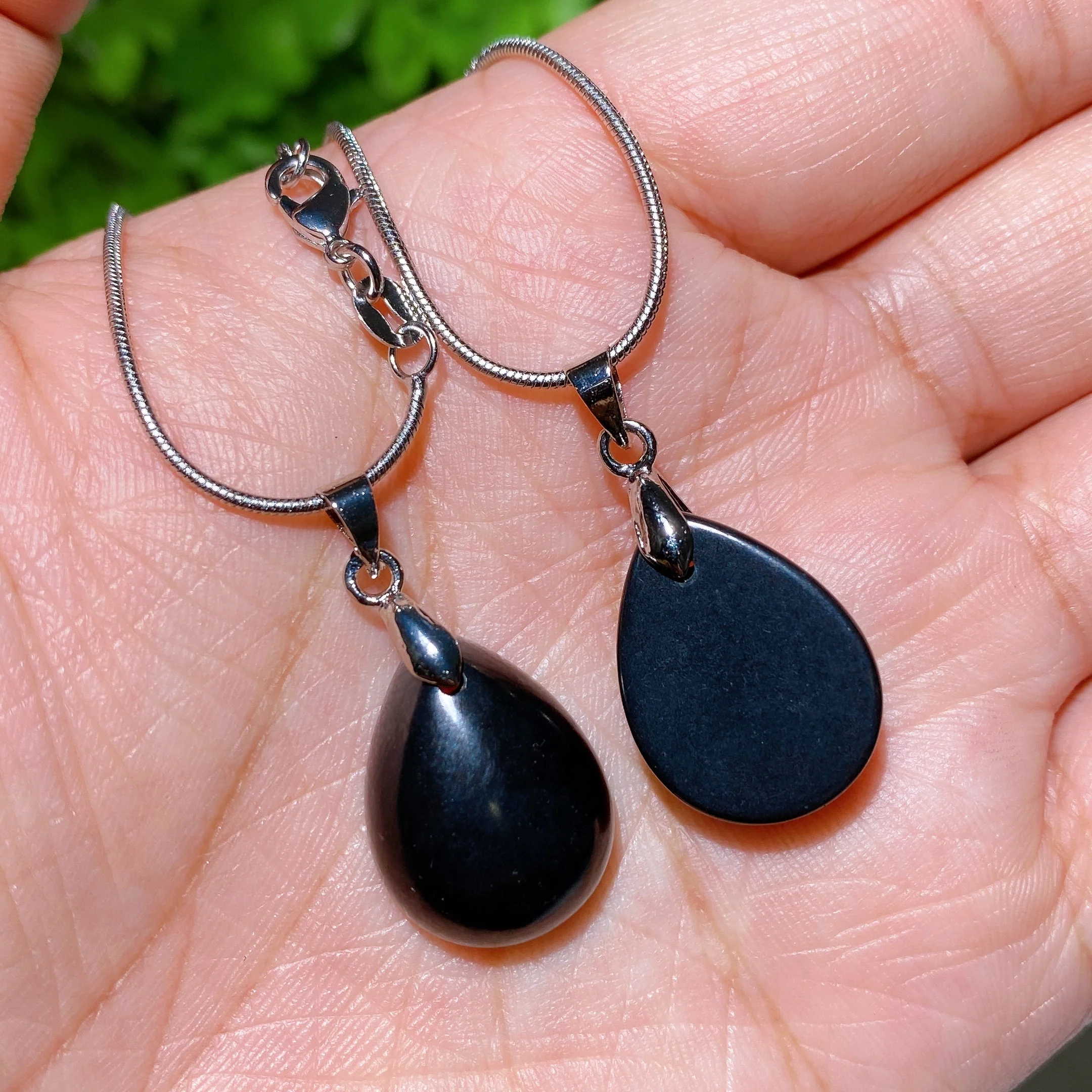Schungite Drop Shape Spiritual Protection Necklace 20mm - Image 2