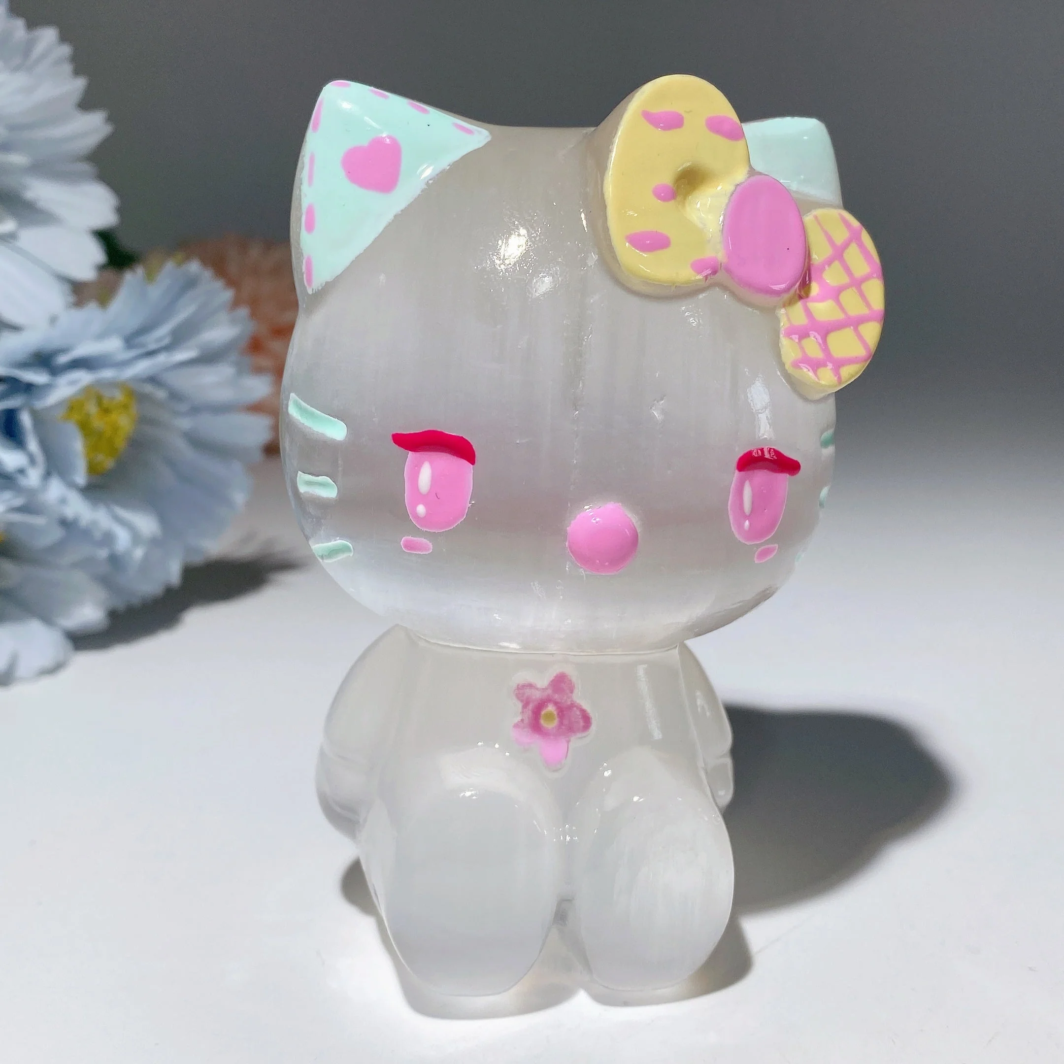 3.9-inch Selenite Hand-Painted Crystal Figurine Carvings - Image 9