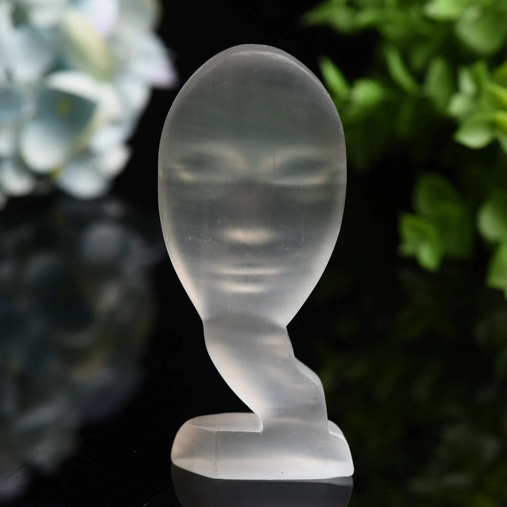 4.4 inch Selenite Lady Face Crystal Specimen - Image 2