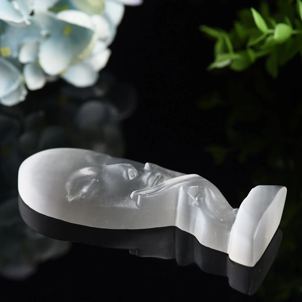 4.4 inch Selenite Lady Face Crystal Specimen - Image 3