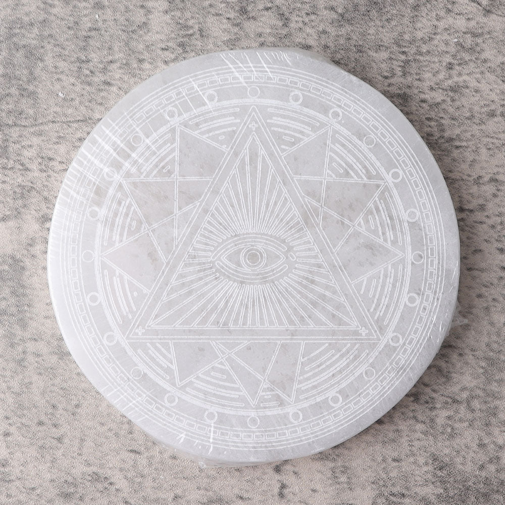 15cm Round Selenite Crystal Coaster with Spiritual Energy - Image 4