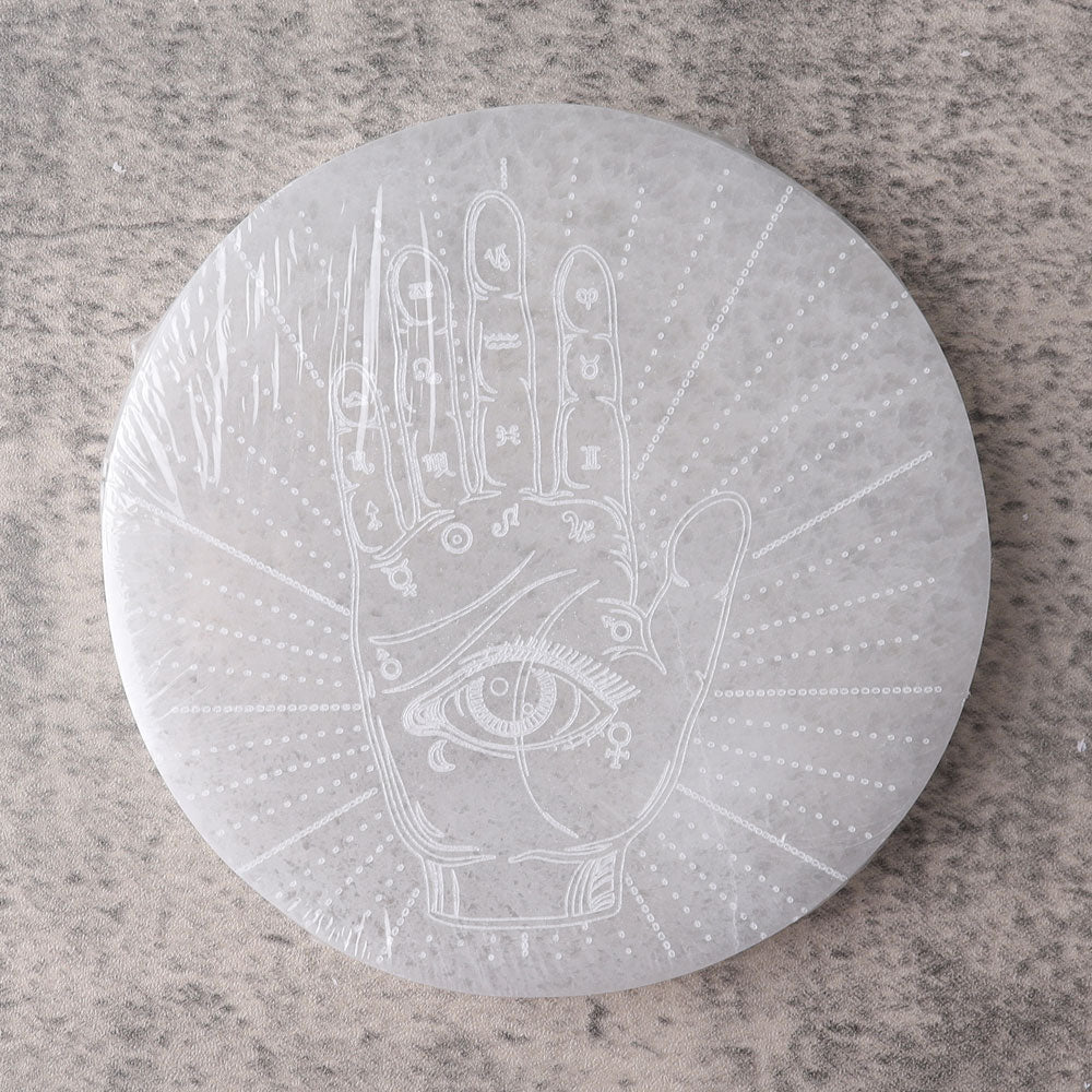 15cm Round Selenite Crystal Coaster with Spiritual Energy - Image 6