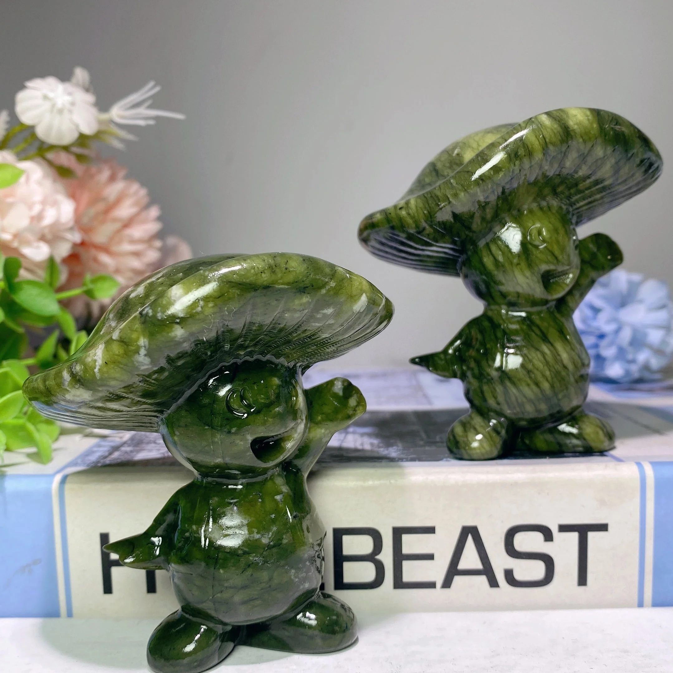 3" Serpentine Crystal Mushrooms Carvings for Healing - Image 2