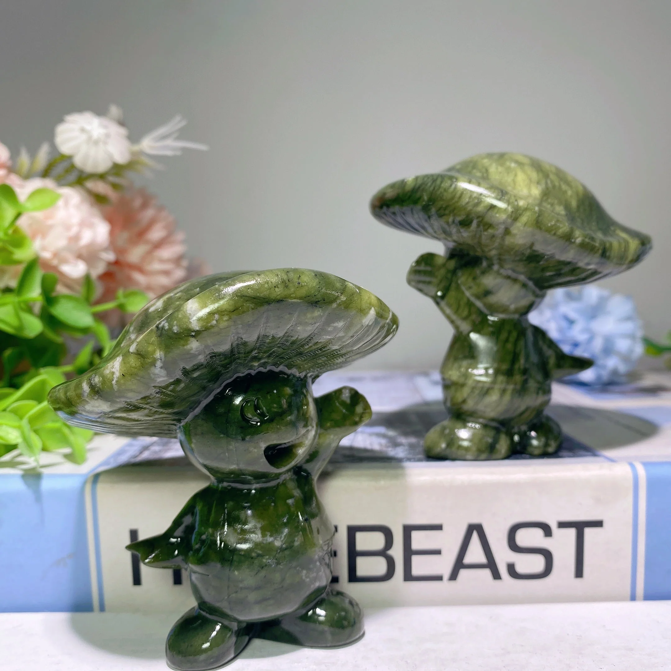 3" Serpentine Crystal Mushrooms Carvings for Healing - Image 3