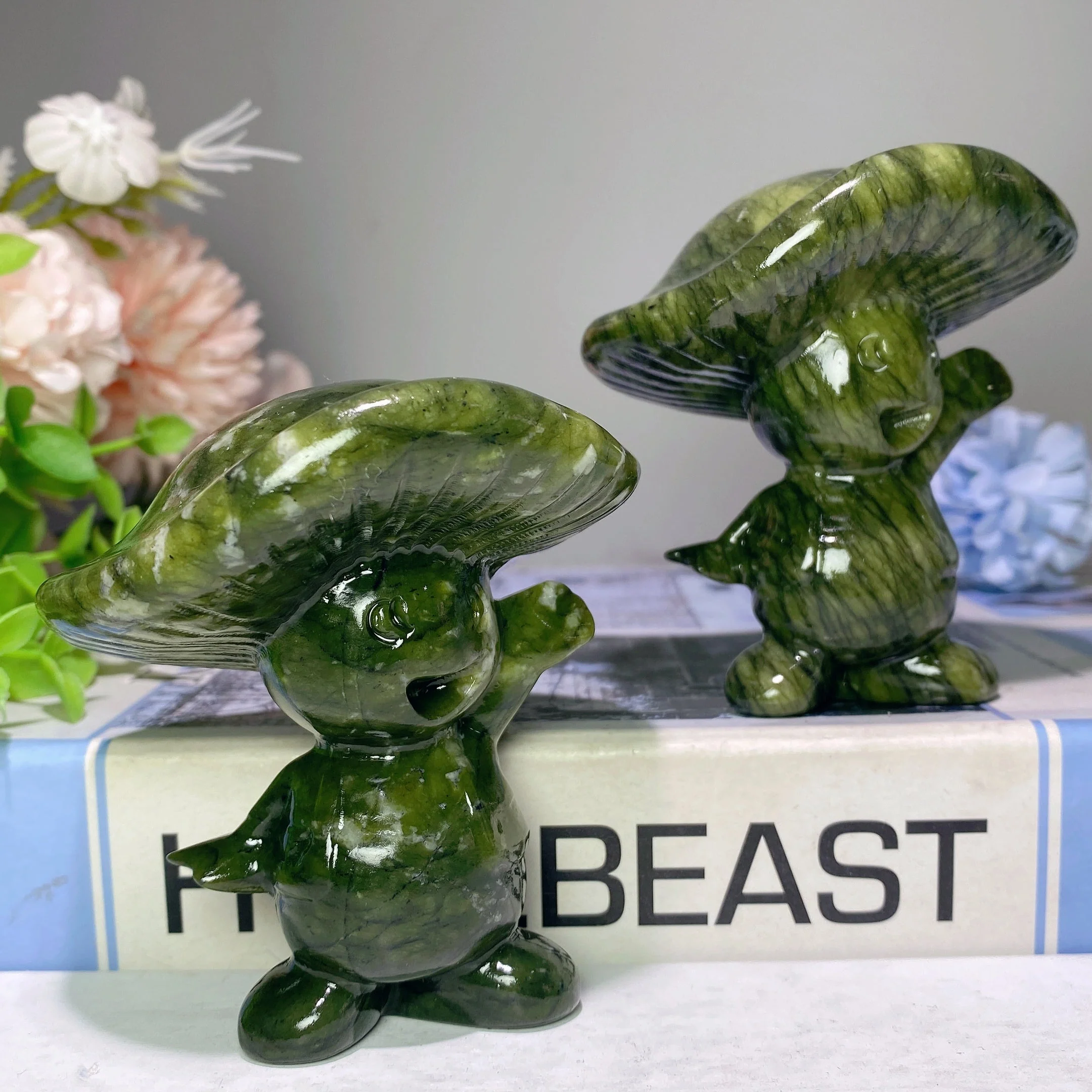 3" Serpentine Crystal Mushrooms Carvings for Healing - Image 4
