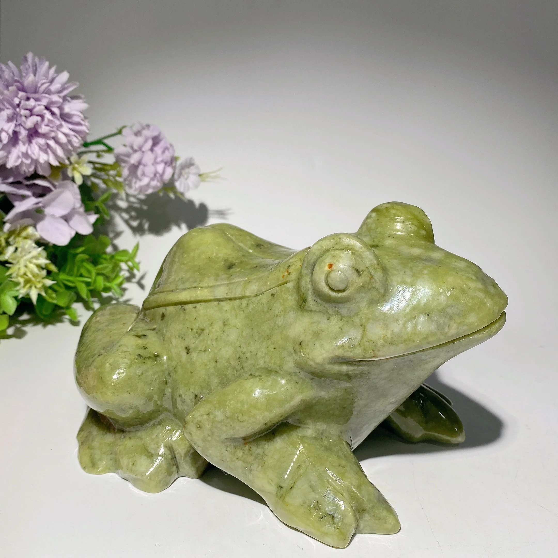 Serpentine & Jade Frog Figurines 4.5-8.7 Inch Decorative Collectibles - Image 6