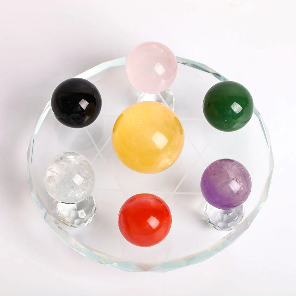 Set of 7 Chakra Crystal Spheres - Healing Crystal Sphere Set - Image 3