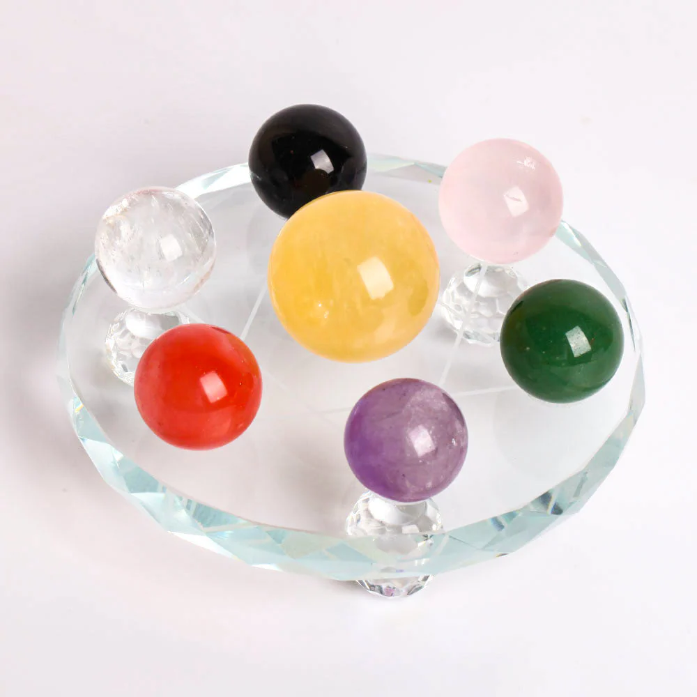 Set of 7 Chakra Crystal Spheres - Healing Crystal Sphere Set - Image 4