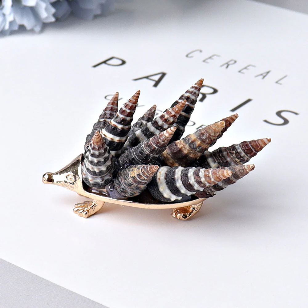 2.2-inch Shell Hedgehog Figurine Spiritual Animal Carving - Image 3