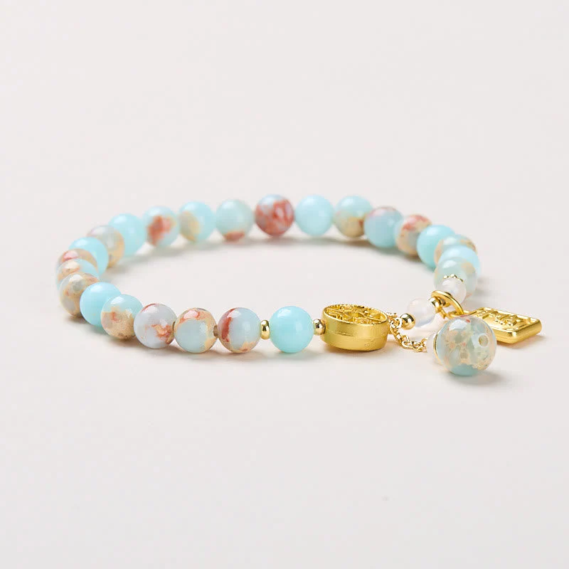 6mm Shoushan Stone Copper Coin Spiritual Wealth Bracelet - Image 3