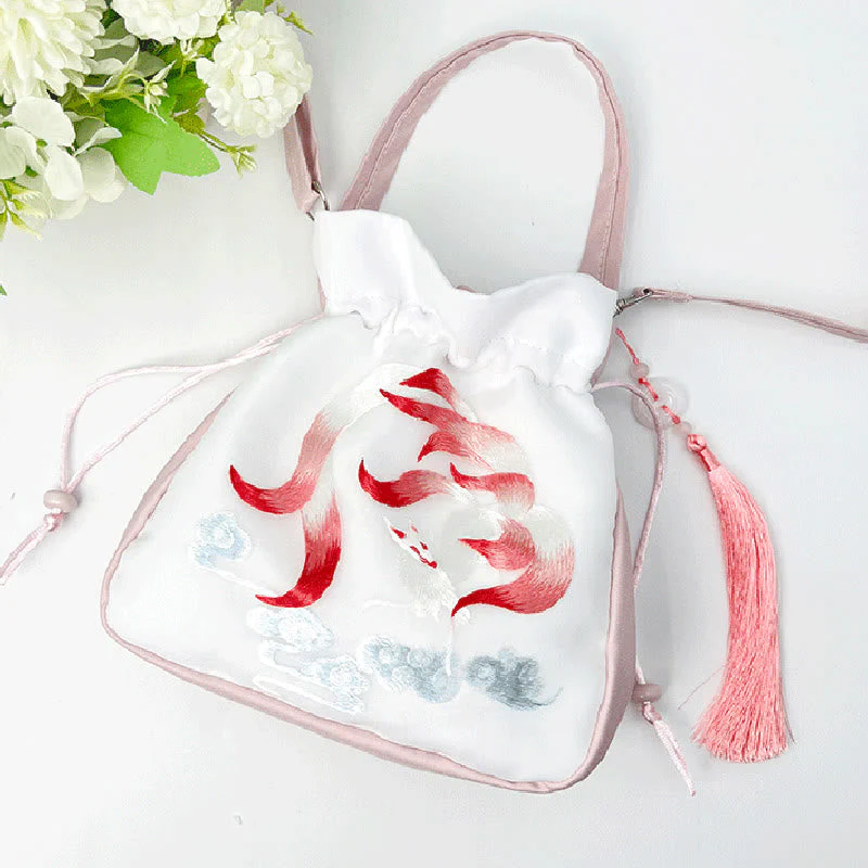 Silk Embroidered Tote Bag with Adjustable Strap 20x20x7cm - Image 31