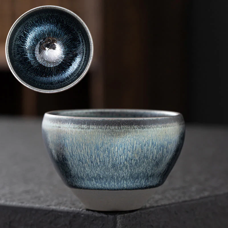 Silver Blue Jianzhan Kiln Change Porcelain Tea Cup | Meditation Supplies - Image 2