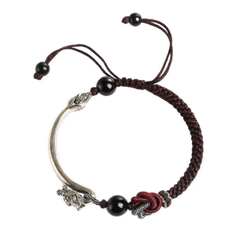 925 Sterling Silver Dragon Bracelet with Auspicious Success Symbol - Image 11
