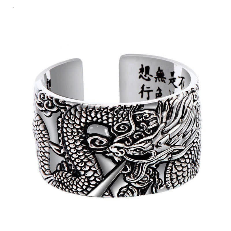 Adjustable 999 Sterling Silver Dragon Protection Success Ring - Image 7