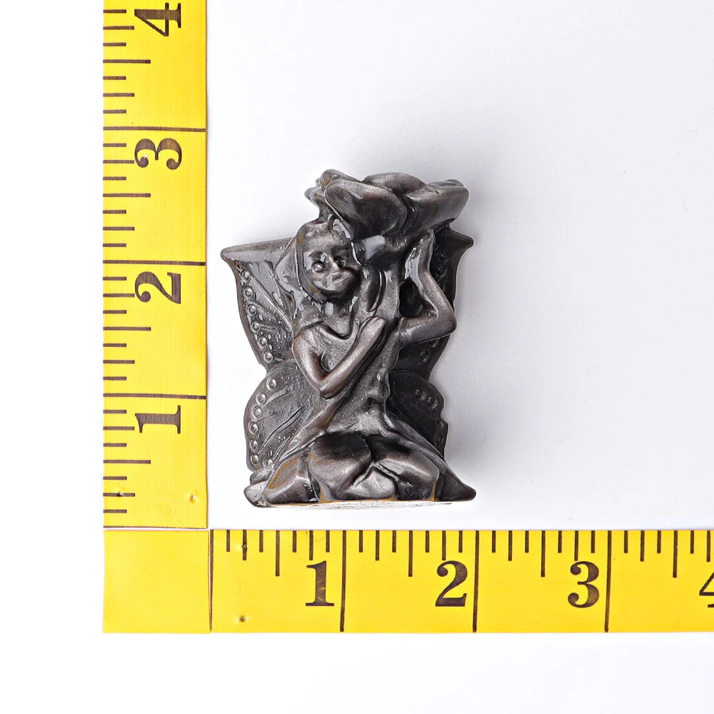 2.3 Inch Silver Obsidian Butterfly Fairy Crystal Figurine - Image 6