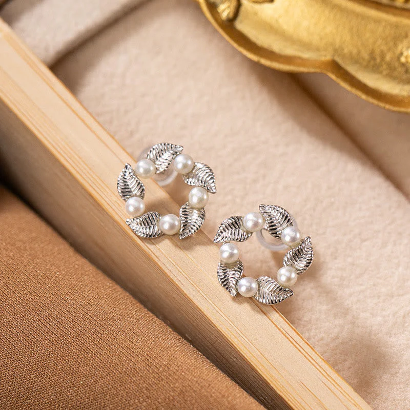 925 Sterling Silver Pearl Leaf Healing Jewelry Set - Image 4
