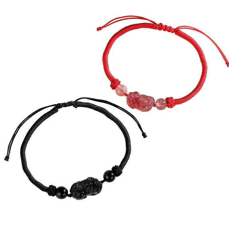 Unisex Silver Sheen Obsidian PiXiu Protection Bracelet 8mm Beads - Image 12