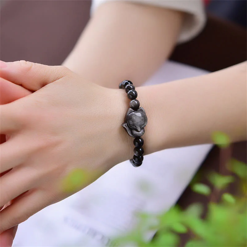 Silver Sheen Obsidian Protection Bracelet - Image 3
