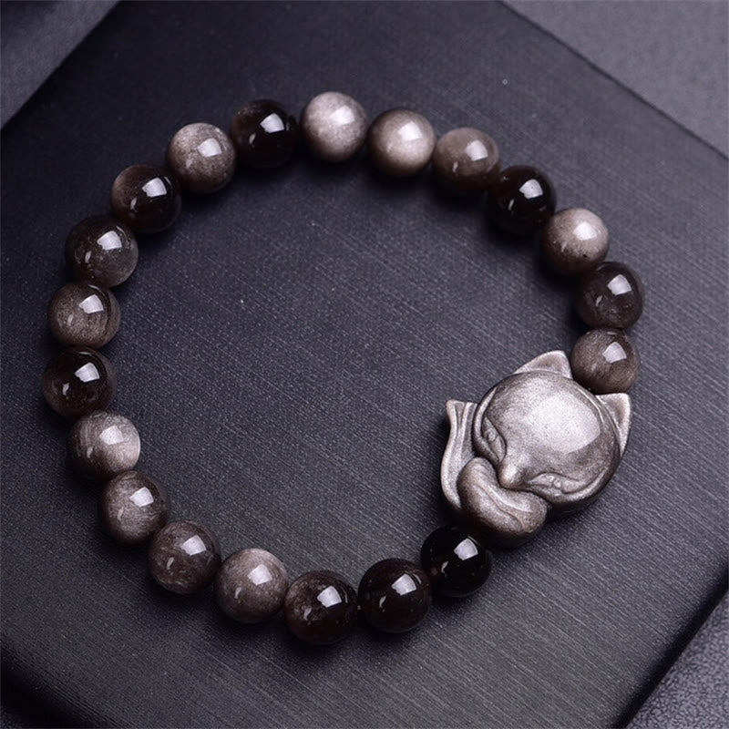 Silver Sheen Obsidian Protection Bracelet - Image 4
