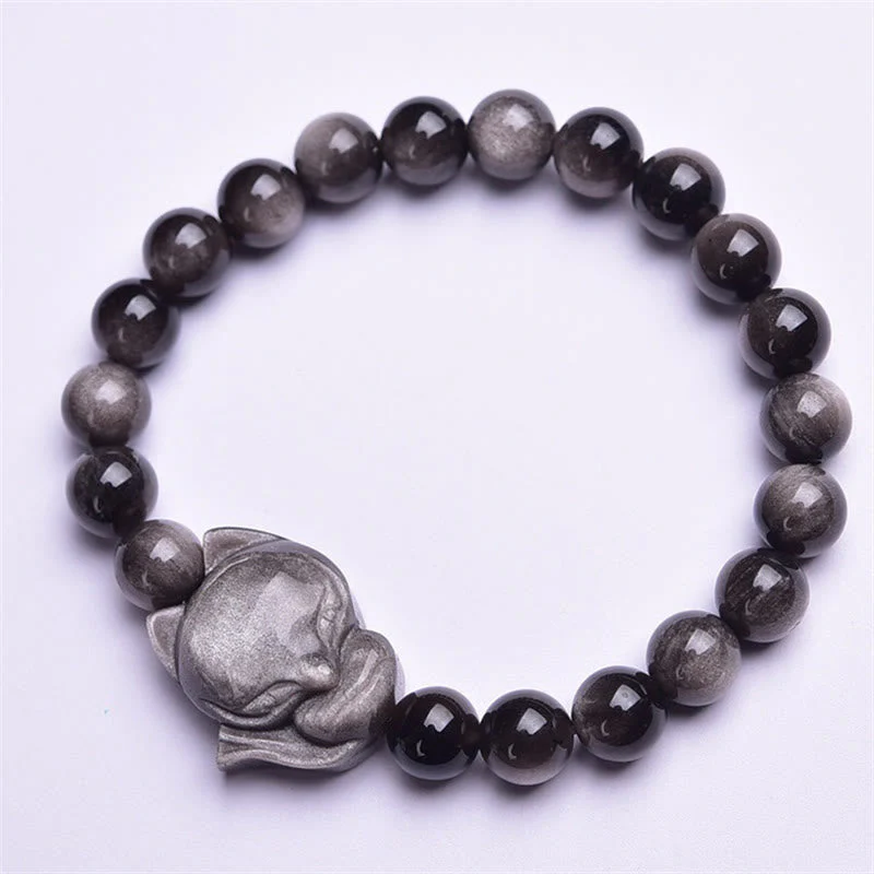 Silver Sheen Obsidian Protection Bracelet - Image 5