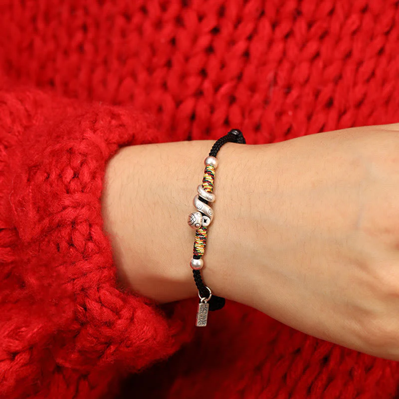 Sterling Silver Snake & Fu Character Bracelet - Image 3