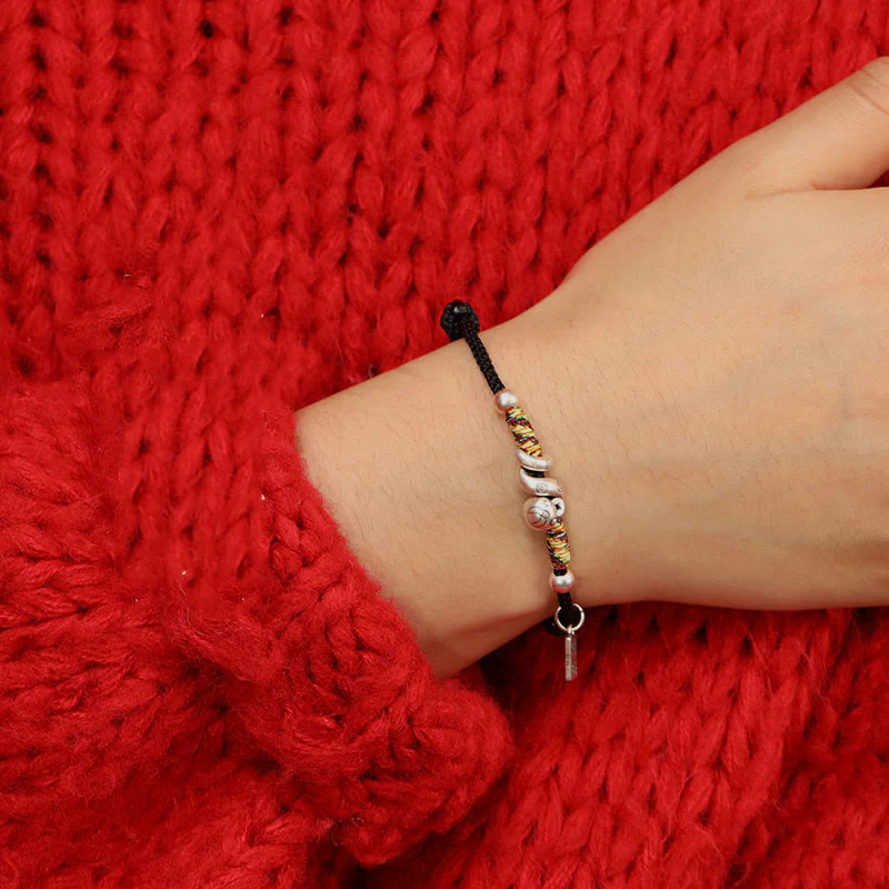 Sterling Silver Snake & Fu Character Bracelet - Image 4
