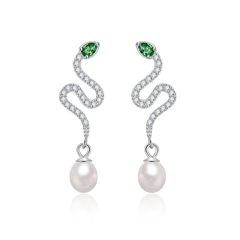 Silver Snake Pearl Earrings - Wisdom & Protection - Image 5