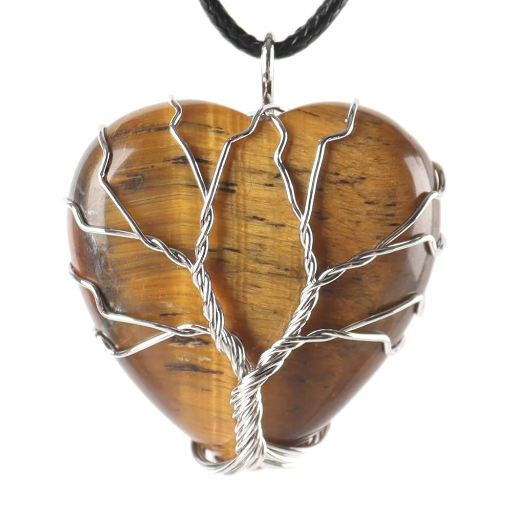 Tree of Life Heart Pendant with Silver Wire Wrap - Image 3