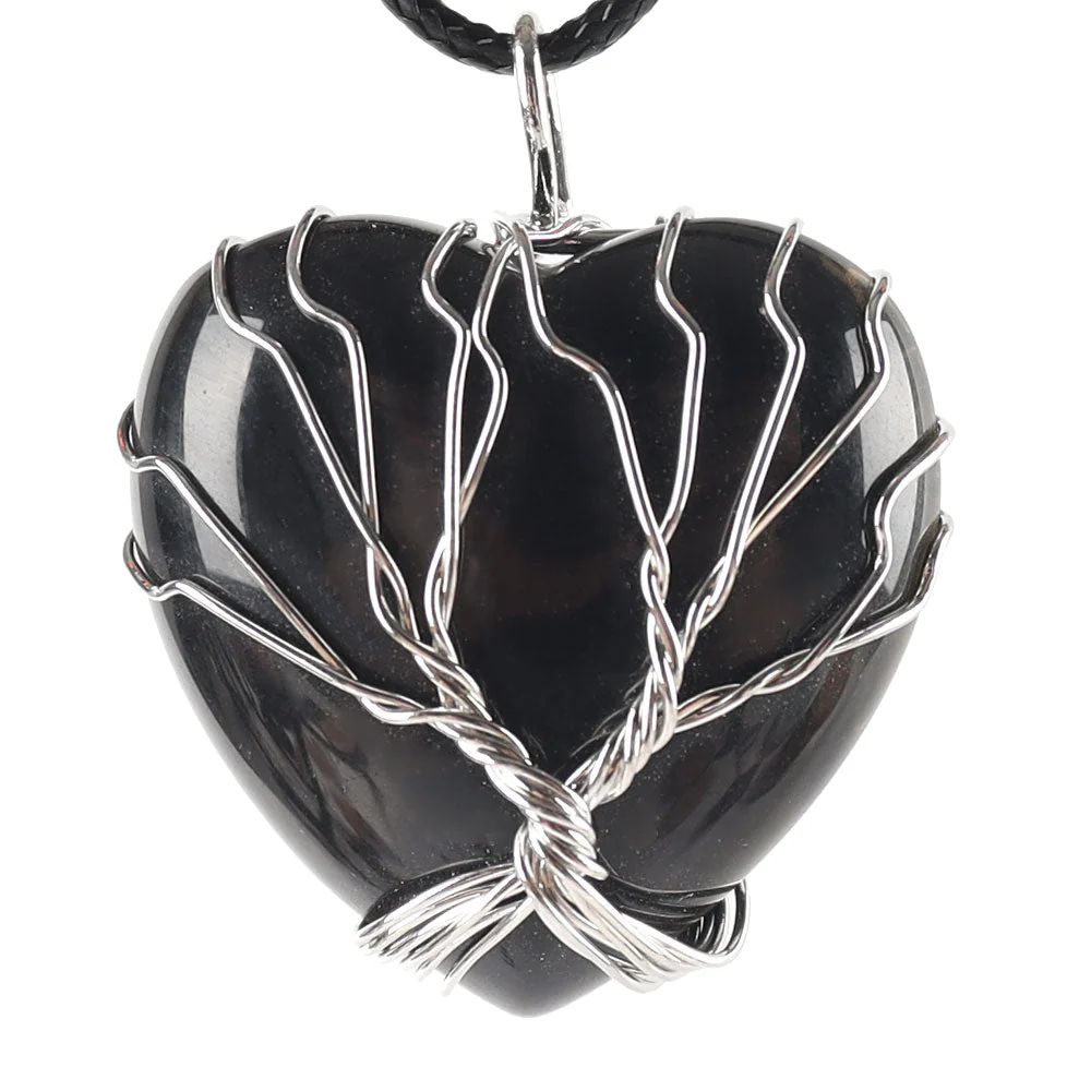 Tree of Life Heart Pendant with Silver Wire Wrap - Image 9