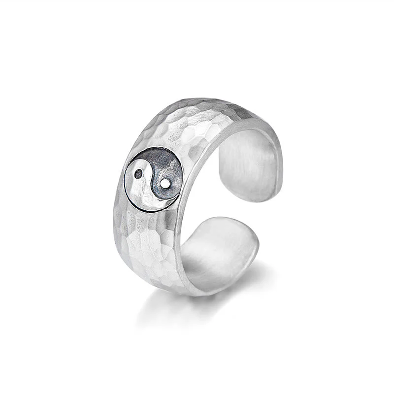 Adjustable 999 Silver Yin Yang Bagua Harmony Ring - Image 8