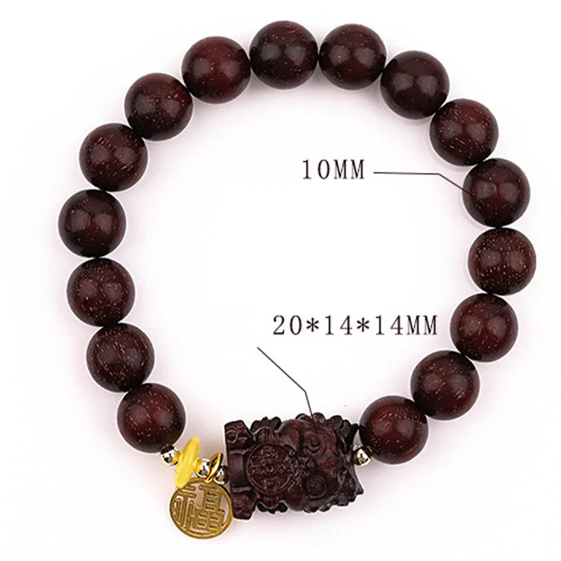 10mm Small Leaf Red Sandalwood Spiritual Bracelet with Gold Swallower Charm for Calm - Image 6