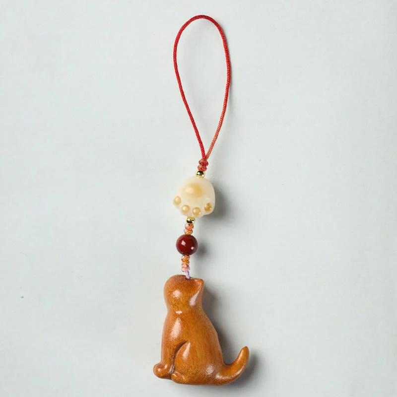 Small Leaf Red Sandalwood Soothing Cat Decoration 11cm - Image 11