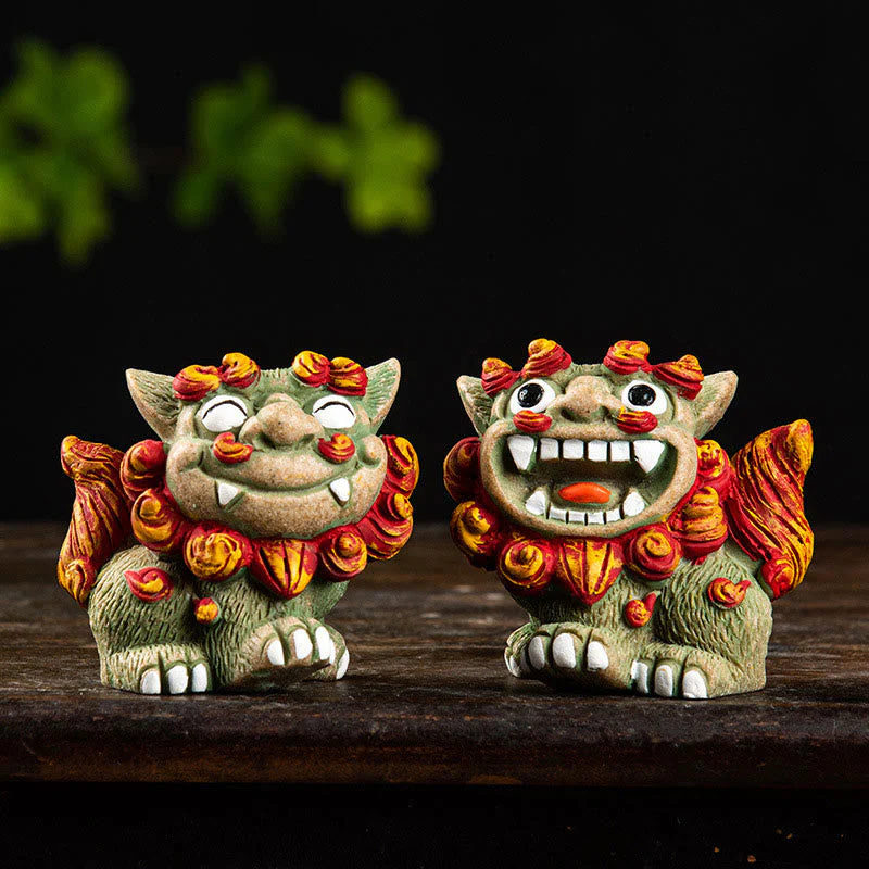 Small Pair of Resin Fu Foo Dogs | Protection Buddha Statue - Image 4