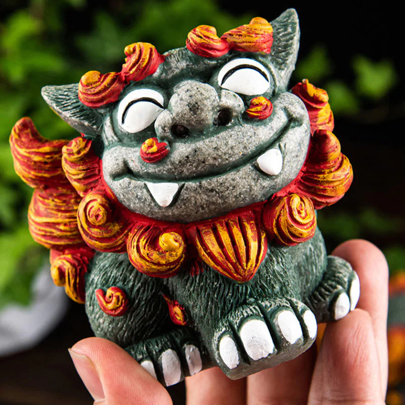 Small Pair of Resin Fu Foo Dogs | Protection Buddha Statue - Image 5
